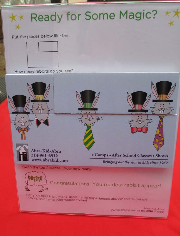 pulling rabbits out of hats camp sign holder